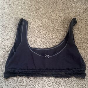 SKIMS Black Lace-Trim Seamless Bralette